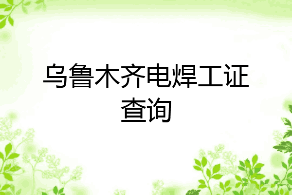 乌鲁木齐电焊工证查询