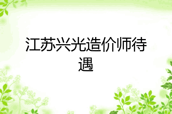 江苏兴光造价师待遇