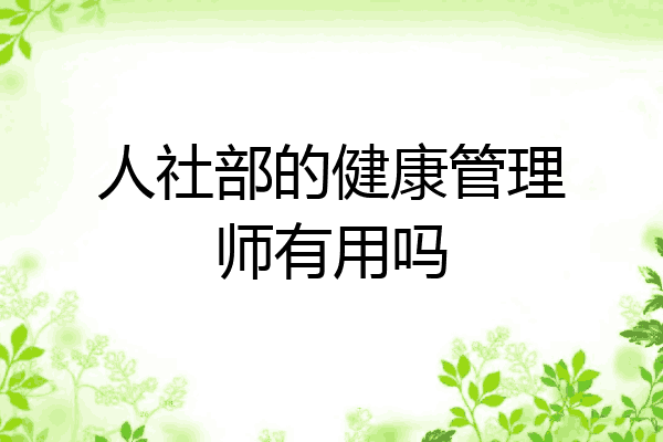 人社部的健康管理师有用吗