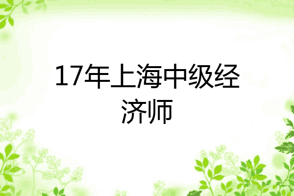 17年上海中级经济师