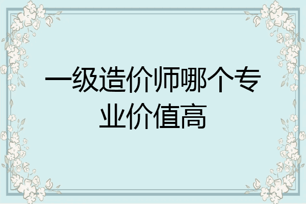 一级造价师哪个专业价值高