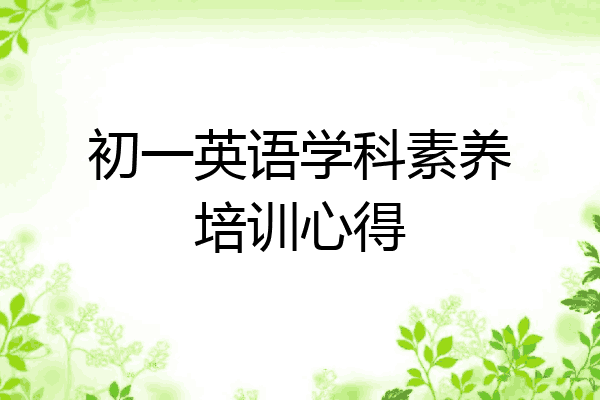 初一英语学科素养培训心得
