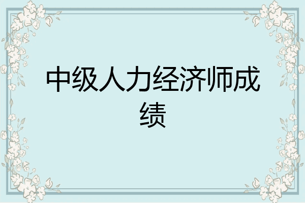 中级人力经济师成绩