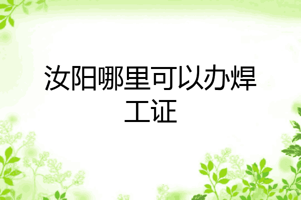 汝阳哪里可以办焊工证
