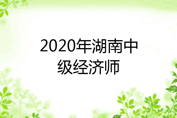 2020年湖南中级经济师