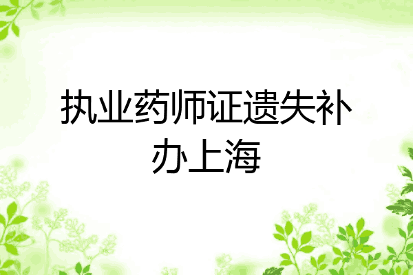 执业药师证遗失补办上海