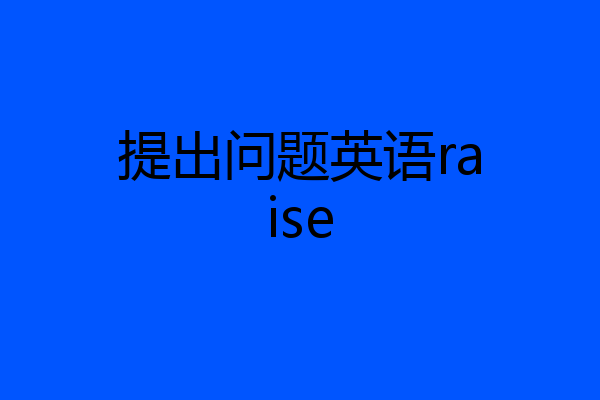 提出问题英语raise
