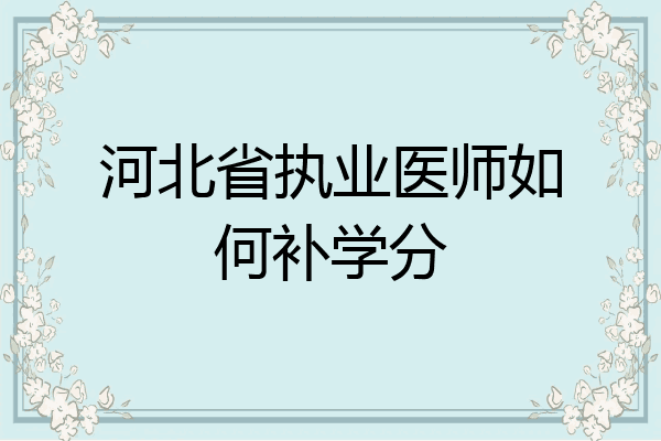 河北省执业医师如何补学分