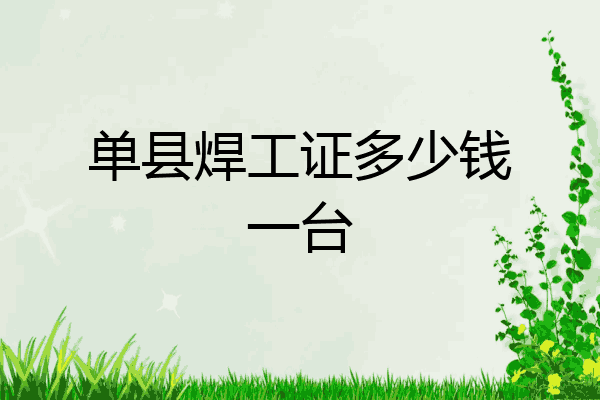 单县焊工证多少钱一台