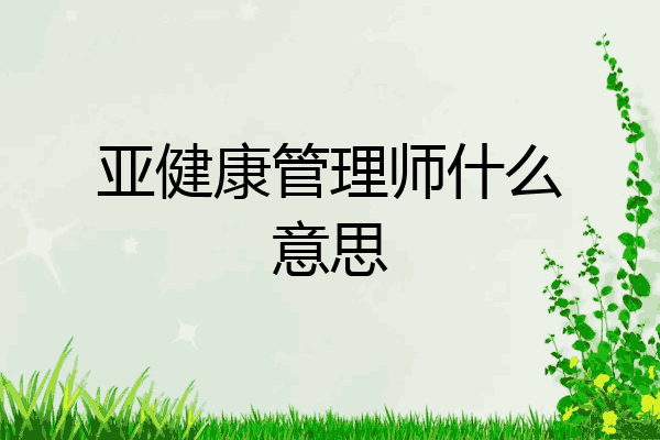亚健康管理师什么意思