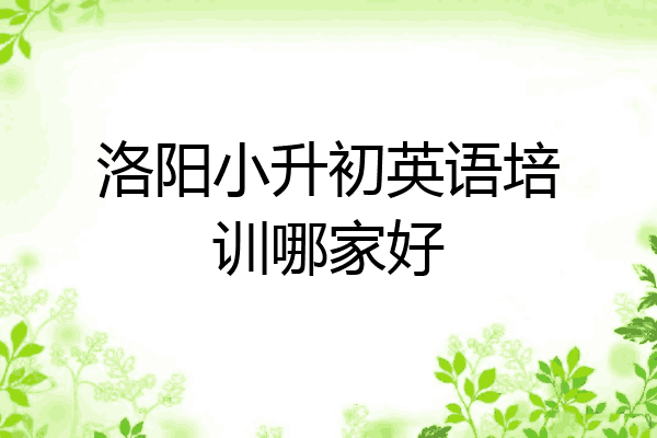 洛阳小升初英语培训哪家好