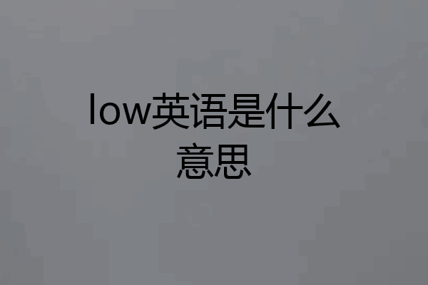 low英语是什么意思