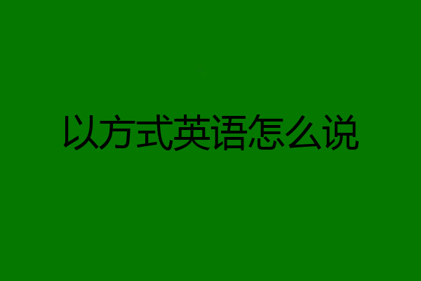 以方式英语怎么说
