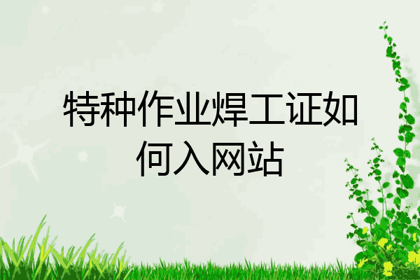 特种作业焊工证如何入网站