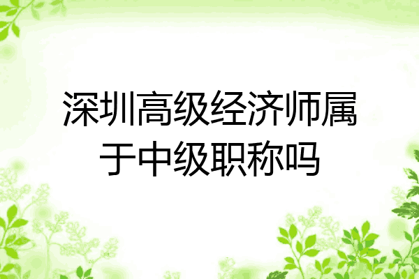 深圳高级经济师属于中级职称吗