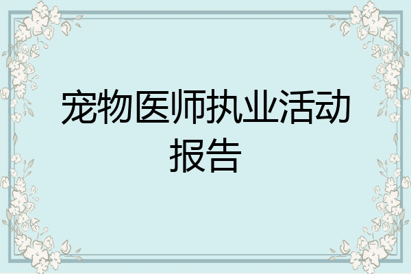 宠物医师执业活动报告