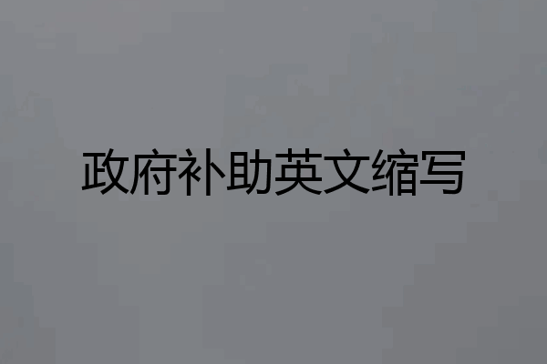 政府补助英文缩写