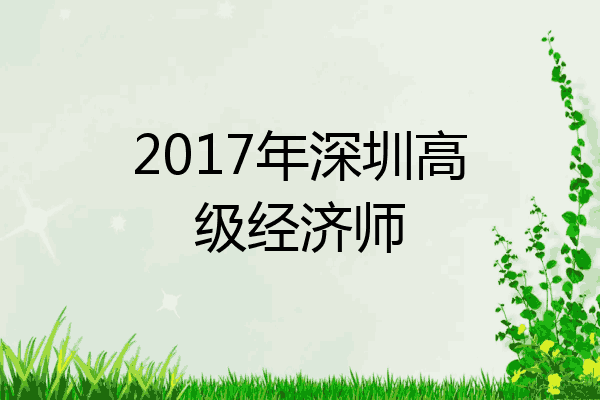 2017年深圳高级经济师