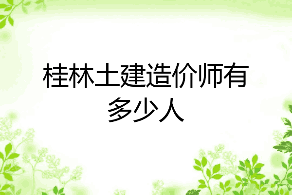 桂林土建造价师有多少人