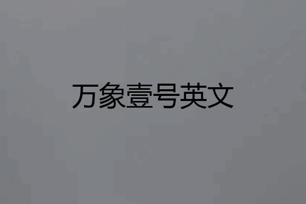 万象壹号英文