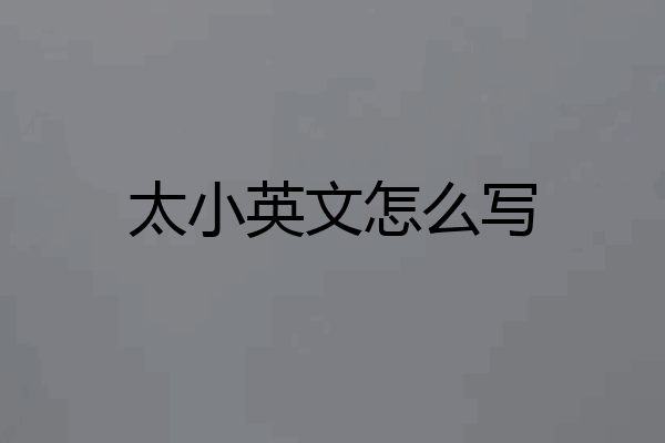 太小英文怎么写