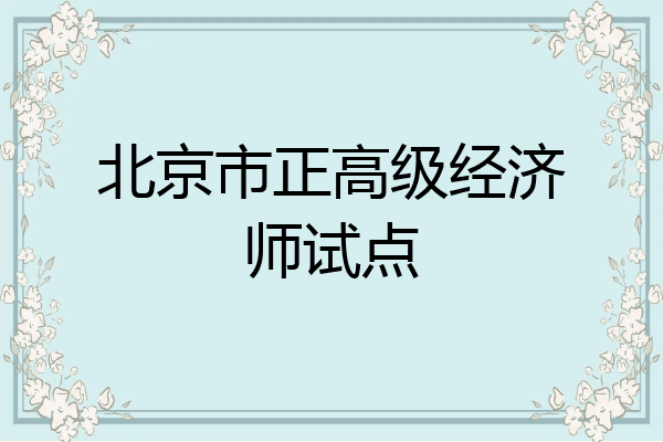 北京市正高级经济师试点