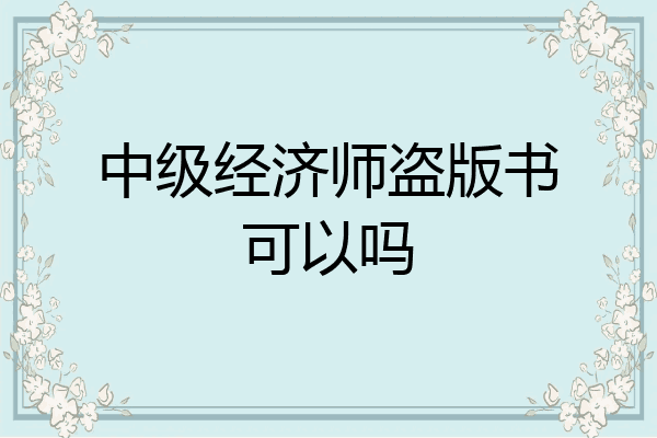 中级经济师盗版书可以吗