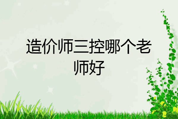 造价师三控哪个老师好