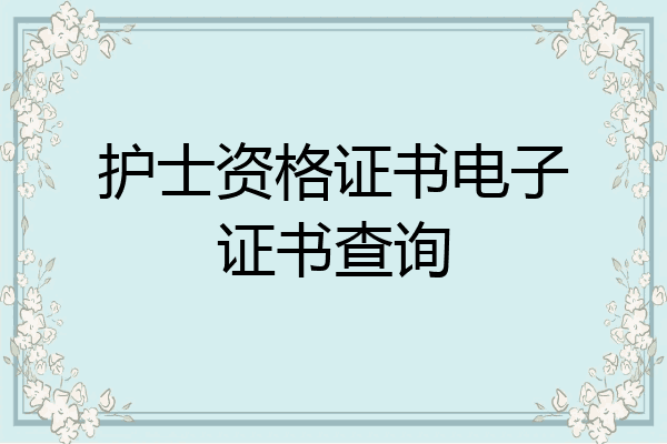 护士资格证书电子证书查询