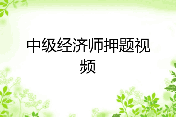 中级经济师押题视频