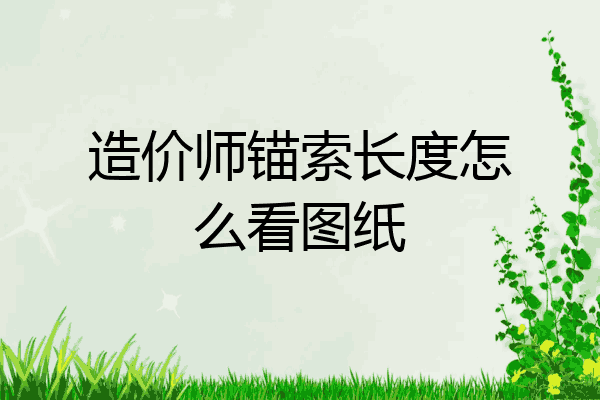 造价师锚索长度怎么看图纸