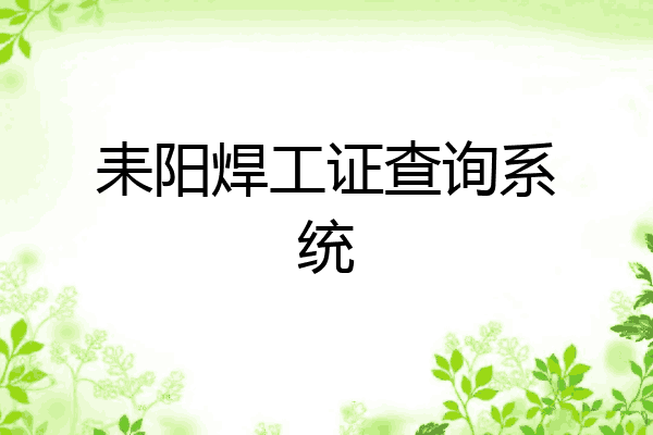 耒阳焊工证查询系统