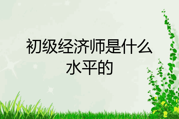 初级经济师是什么水平的