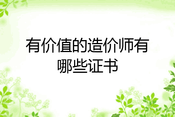 有价值的造价师有哪些证书