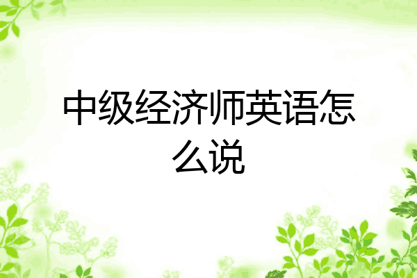 中级经济师英语怎么说