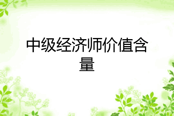 中级经济师价值含量