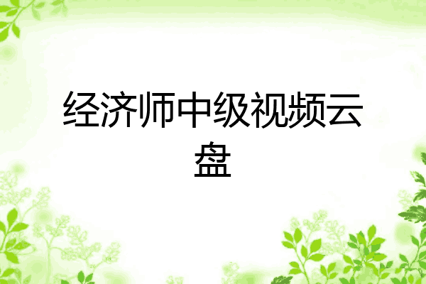 经济师中级视频云盘