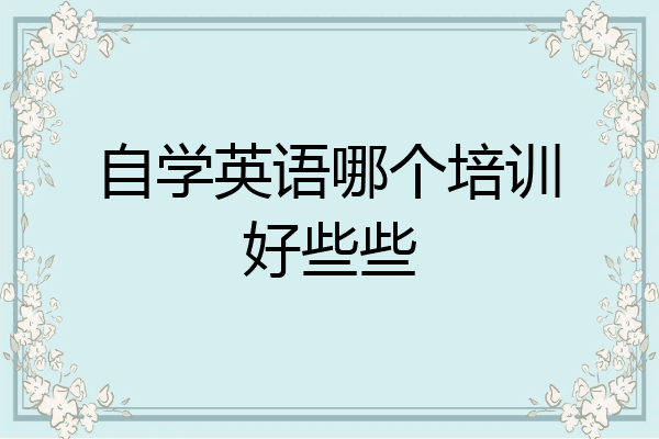 自学英语哪个培训好些些