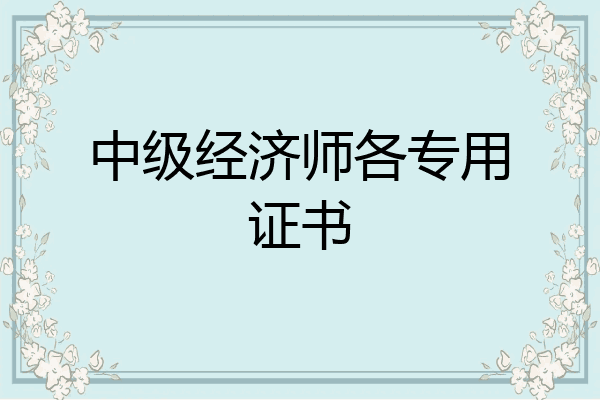 中级经济师各专用证书
