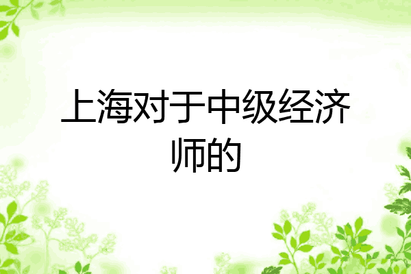 上海对于中级经济师的