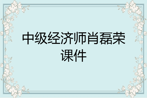 中级经济师肖磊荣课件