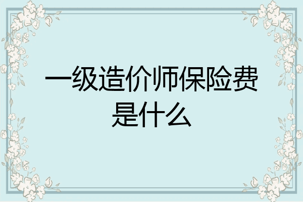 一级造价师保险费是什么