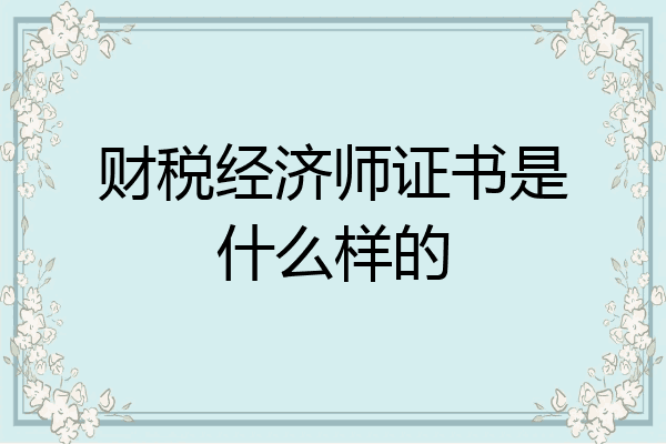 财税经济师证书是什么样的