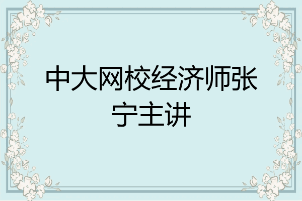 中大网校经济师张宁主讲