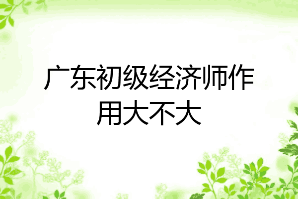 广东初级经济师作用大不大
