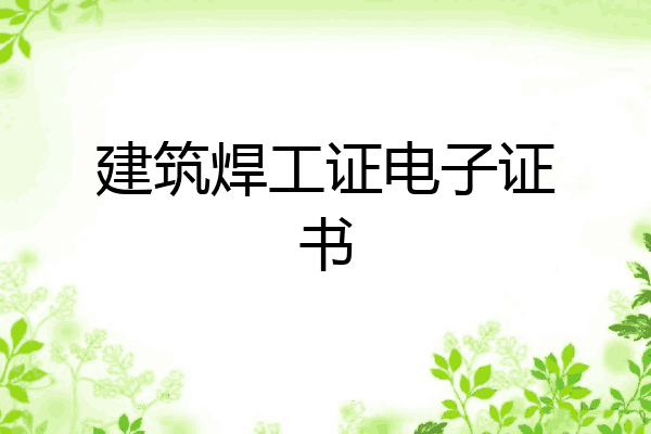 建筑焊工证电子证书