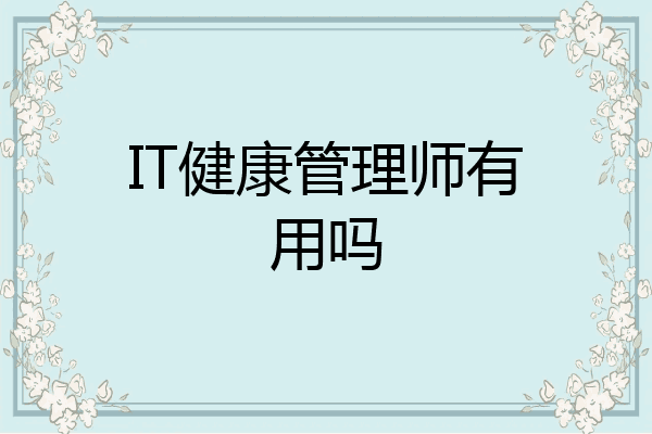 IT健康管理师有用吗