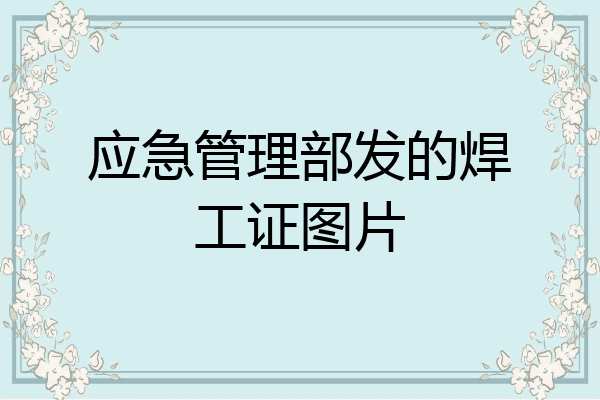 应急管理部发的焊工证图片