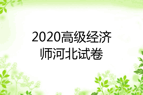 2020高级经济师河北试卷