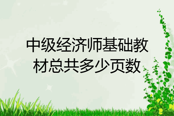 中级经济师基础教材总共多少页数